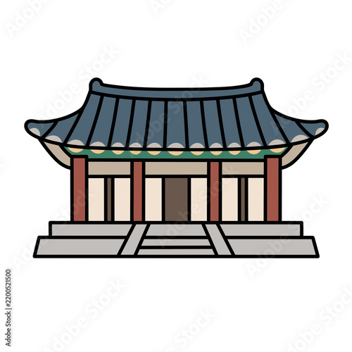 Traditional Korean palace building Gyeongbokgung style architecture illustration