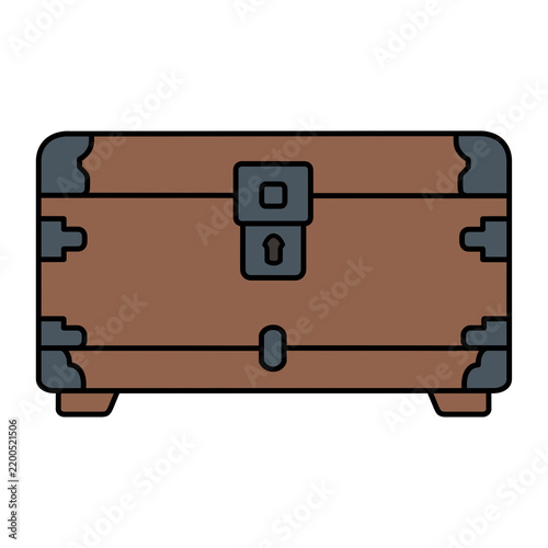 Traditional wooden treasure chest box illustration