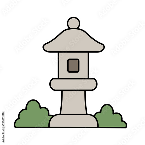 Traditional Korean stone lantern Stone lamp illustration