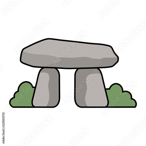 Korean prehistoric dolmen stone monument illustration