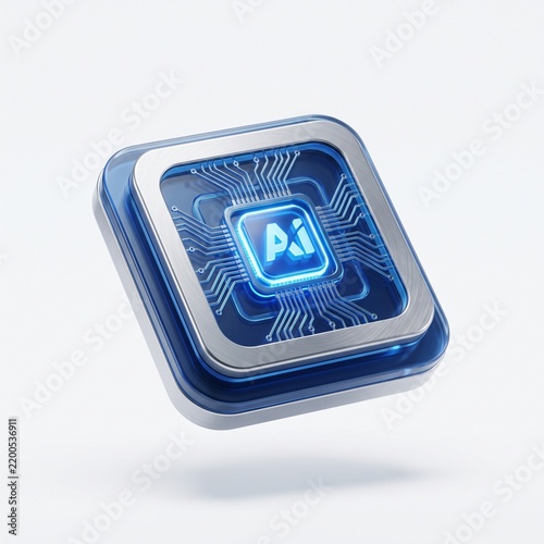 3D AI processor chip icon