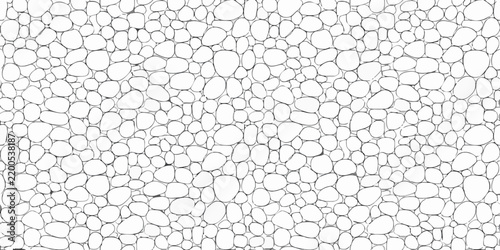 A seamless pebble pattern features irregular stone shapes against a white background creating a textured surface pebbles stones rock texture organic natural ground