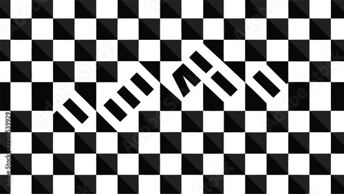 Bild auf Leinwand Distorted checkered grid optical illusion black and white pattern with illusion