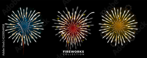 Handcrafted Colorful Fireworks Burst Collection Vector Illustration