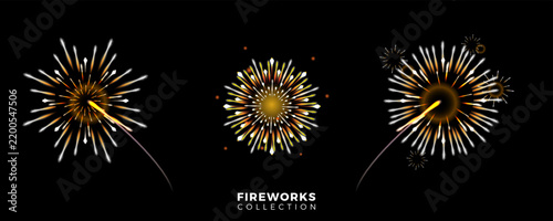 Handcrafted Sparkling Fireworks Burst Set Vector Illustration