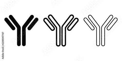 Antibody icon silhouette vector, bold outline and line art isolated illustration