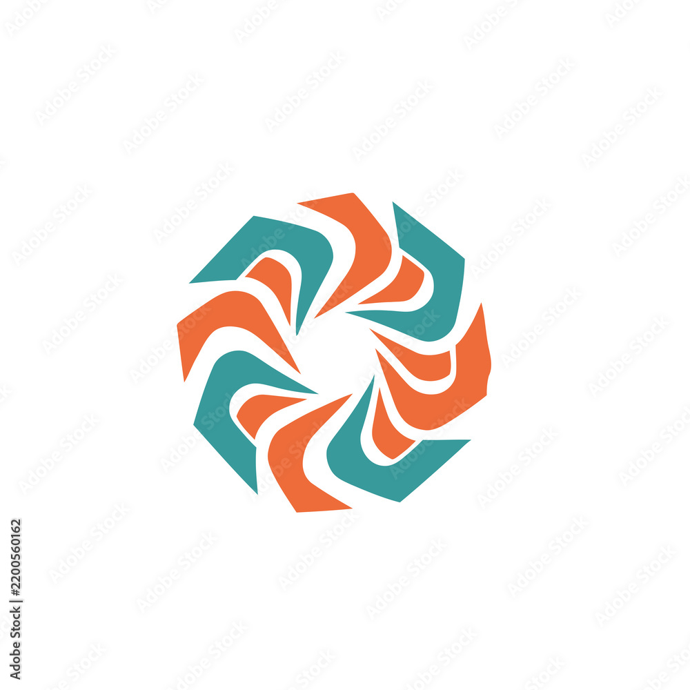 Obraz premium Abstract geometric shape with orange and teal elements