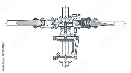 Technical Cross Section Drawing of a Suspension Bridge Hanging System
