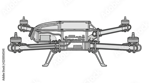 Technical chassis frame diagram for automotive engineering and design