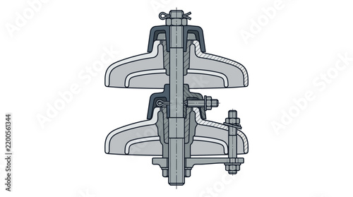 Technical Cross Sectional Diagram of a Ball Valve Assembly with Handles