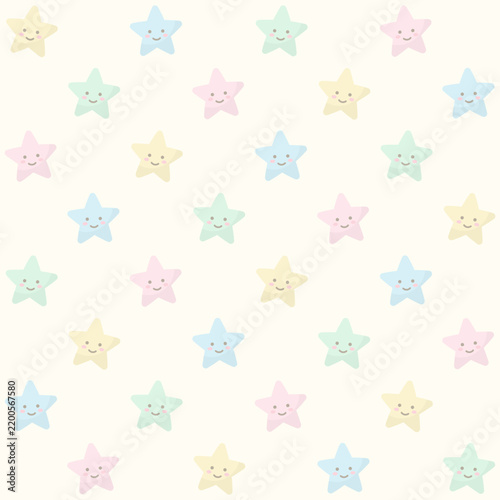 Baby Star Seamless Pattern on Cream Background