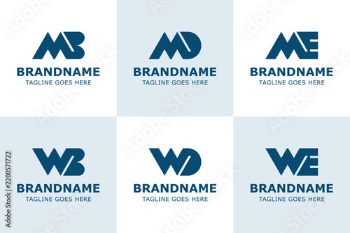 Letters MB MD ME WB WD WE Monogram Bold Logo, for BM DM EM BW DW EW Initials Brand
