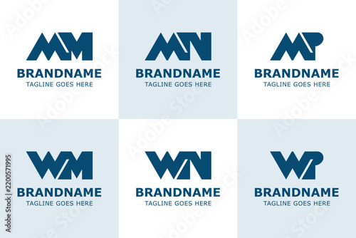 Letters MM MN MP WM WN WP Monogram Bold Logo, for M NM PM MW NW PW Initials Brand