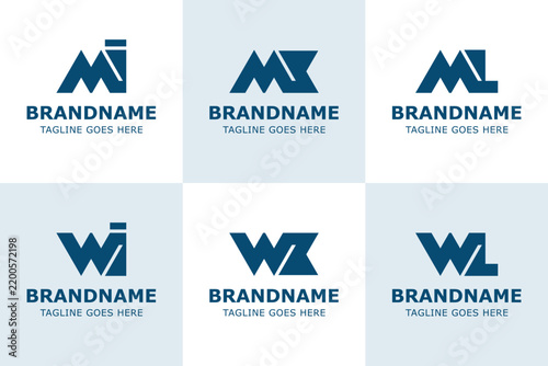 Letters MI MK ML WI WK WL Monogram Bold Logo, for IM KM LM IW KW LW Initials Brand