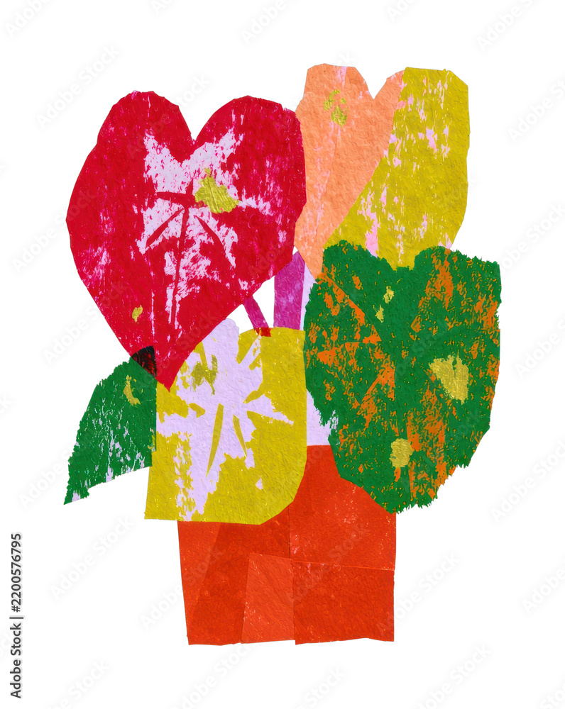 Obraz premium PNG Colorful abstract plant illustration with vibrant leaves.