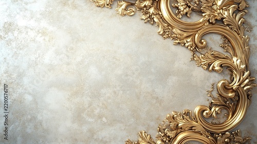 ornate golden frame with intricate baroquestyle curves and flourishes antique patina and delicate engravings create a sense of timeless elegance against a neutral background