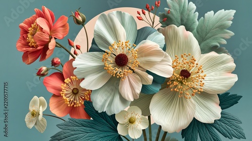 Whimsical Sage Modern Floral Arrangement Suggesting Tranquility Creativity