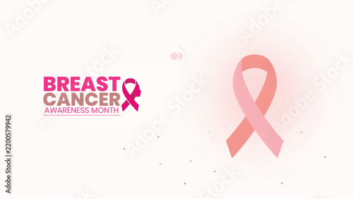 Breast cancer awareness month concept with pink ribbon symbol on a clean white background for medical campaigns
