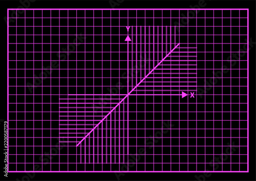 Fotografie Magenta neon linear function graph grid background black