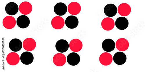 Abstract red circles on a black surface. Suitable for graphic design projects. Abstract red black brush stroke wallpaper. Colorful paper confetti scattered on white background.