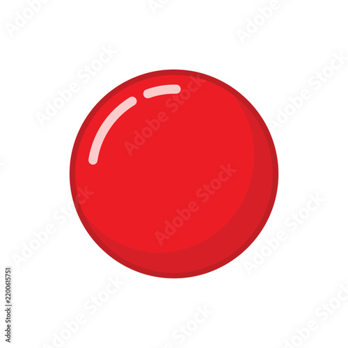 Red sphere icon isolated on white background with glossy surface