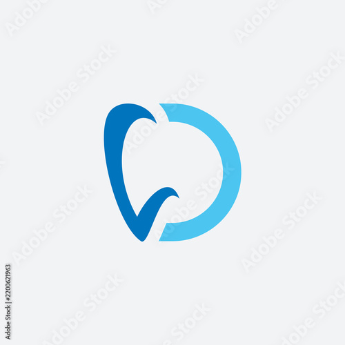 simple and modern letter D and dental logo design template elements