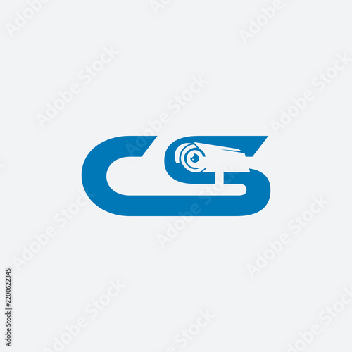 simple and modern letter CS AND CCTV LOGO logo design template elements