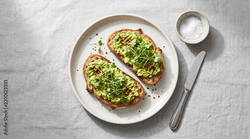 Avocado Toast with Microgreens on Sourdough Bread