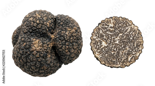 Black Truffle Photo Set Isolated on Black Background Gourmet Food Concept