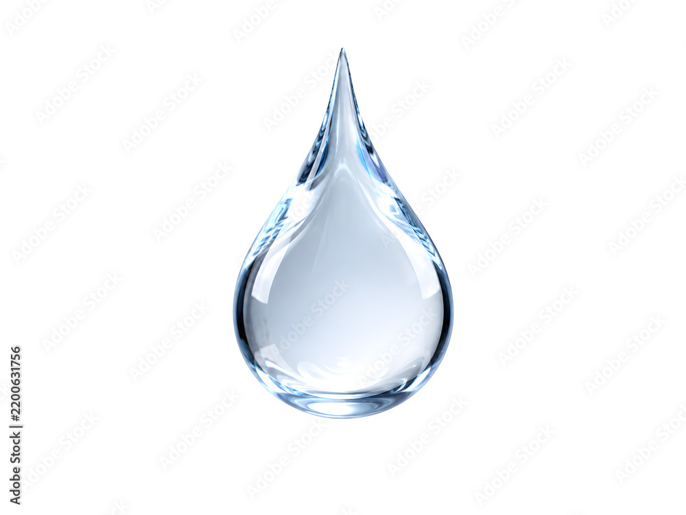 Obraz premium Crystal clear water drop, pure liquid droplet, blue moisture and hydration concept isolated on Transparent Background