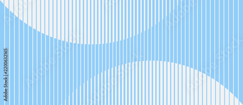 Vertical blue stripes divided by two crossing wavy diagonal curves forming an S-shaped pattern on a light background, vector illustration.