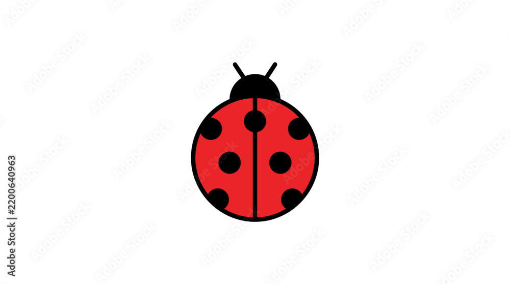 Fototapeta premium Red ladybug with black spots on white