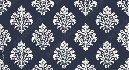 Luxury Ornamental Damask Background Vector Print With Sophisticated Floral Elements