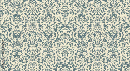 Vintage Baroque Damask Ornament Background Vector With Detailed Floral Elements