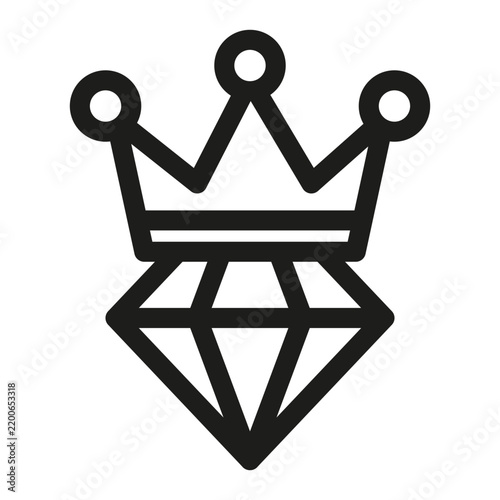Diamond crown king royal prince gem line icon vector