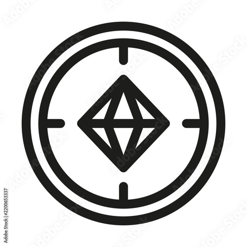 Diamond gem target crosshair aim goal line icon vector