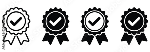 Fotografie Approved icon with certified medal symbols representing verification, quality as