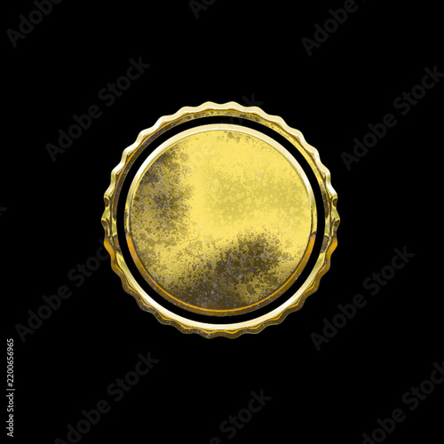 Golden badge shield icons symbols isolated cut out on black background