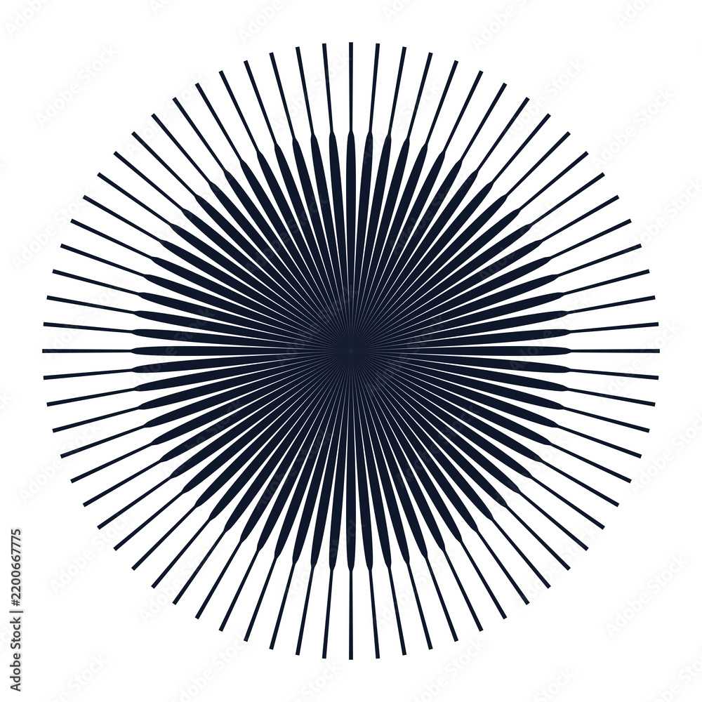 Fototapeta premium Abstract sunburst geometric radial lines art isolated on transparent background