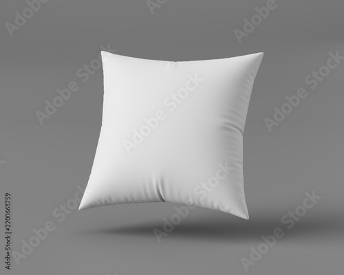 3D Render of Blank White Square Pillow Isolated on Neutral Background