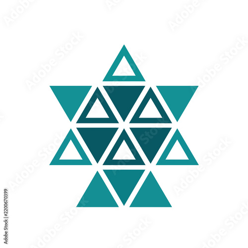 Konstfotografi Geometric pattern of teal and white triangles