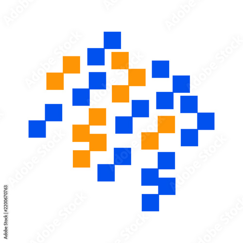Abstract Geometric Pixel Art Composition