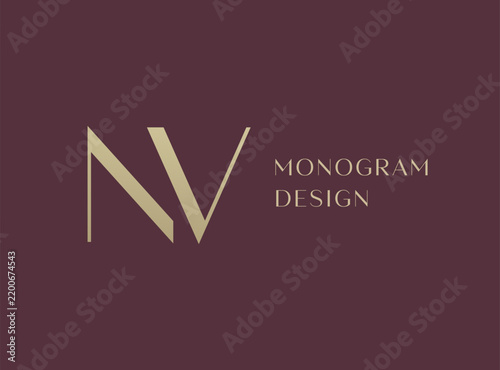 NV letter logo icon design. Classic style luxury initials monogram.