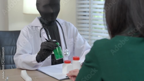 A conceptual illustration of future automated healthcare services, showing AI communicating with a patient about prescribed medication.