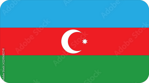 azerbaijan national flag with blue red green stripes and crescent symbol