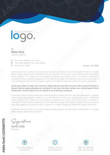 Modern Corporate Geometric Business Letterhead Template With Minimal Circle Elements Professional A4 Stationery Design Clean Branding Identity Layout For Company Office Documentation