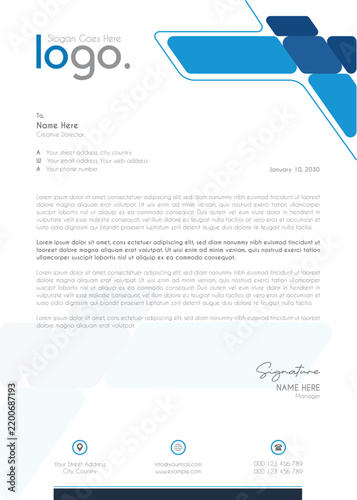 Modern Corporate Geometric Business Letterhead Template With Minimal Circle Elements Professional A4 Stationery Design Clean Branding Identity Layout For Company Office Documentation