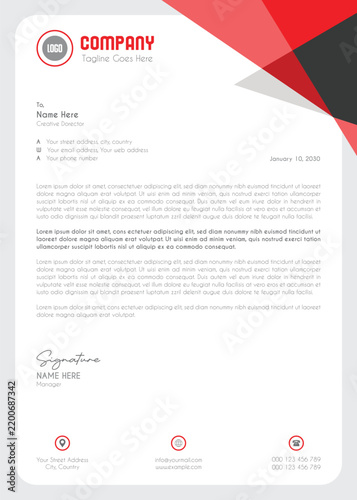 Modern Corporate Geometric Business Letterhead Template With Minimal Circle Elements Professional A4 Stationery Design Clean Branding Identity Layout For Company Office Documentation