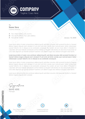 Modern Corporate Geometric Business Letterhead Template With Minimal Circle Elements Professional A4 Stationery Design Clean Branding Identity Layout For Company Office Documentation