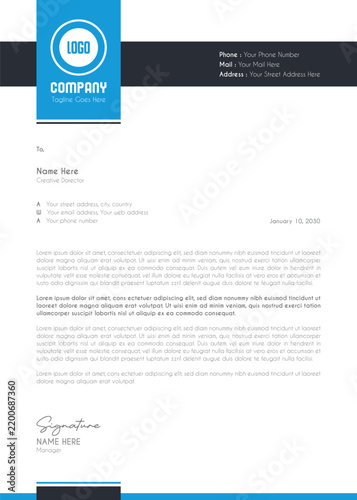 Modern Corporate Geometric Business Letterhead Template With Minimal Circle Elements Professional A4 Stationery Design Clean Branding Identity Layout For Company Office Documentation